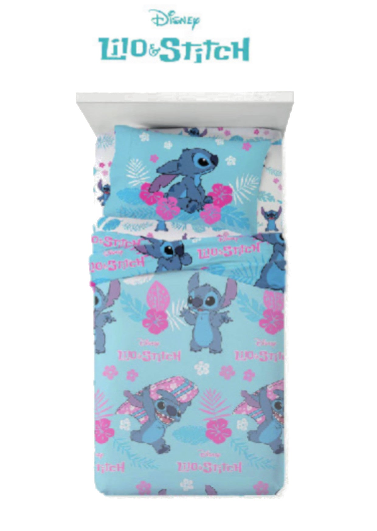 Completo Letto Singolo STITCH FUX. 1 Piazza Set Letto Lenzuola Cotone 100%