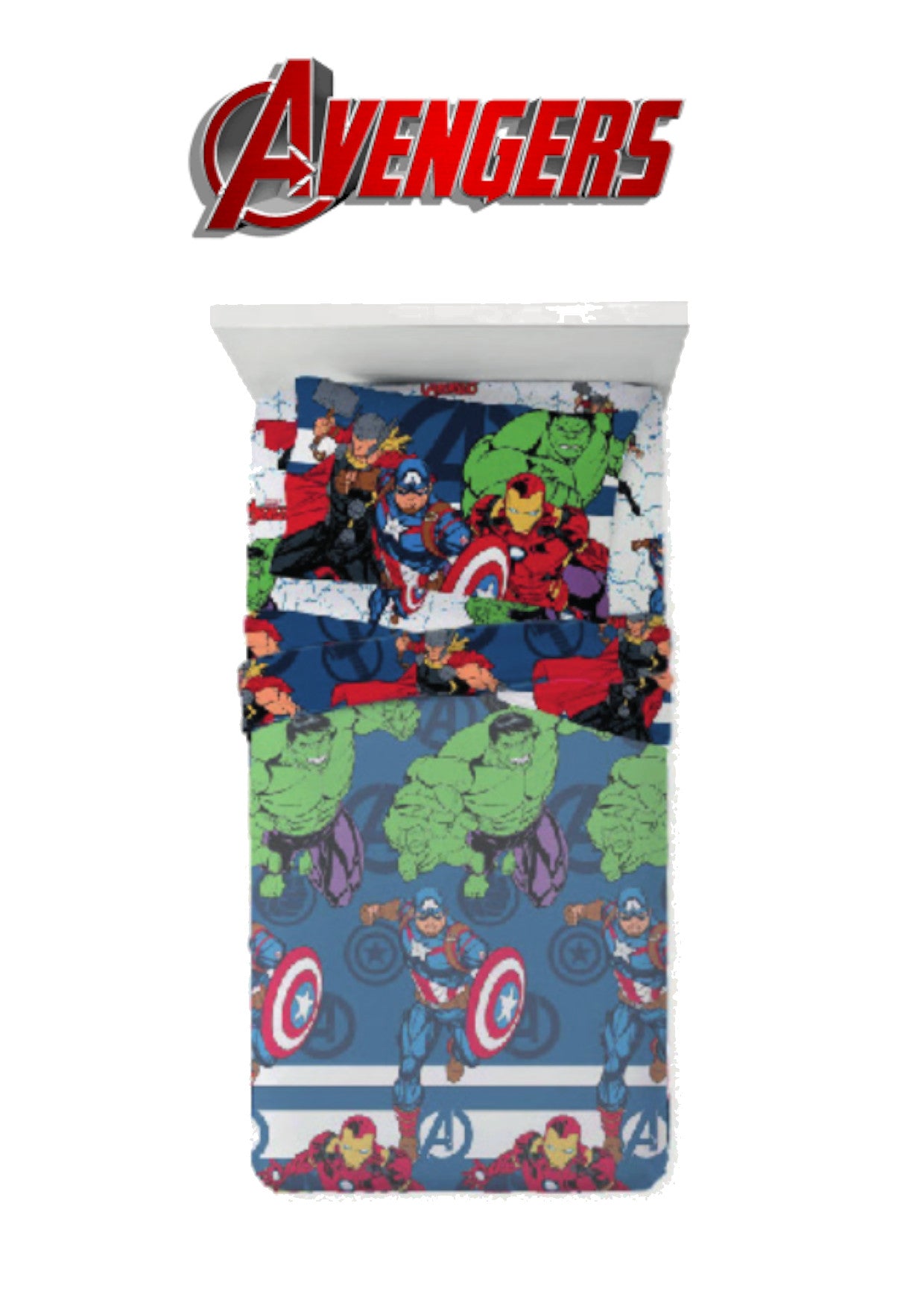 Completo Letto Singolo AVENGERS 1 Piazza Set Letto Lenzuola Cotone 100%