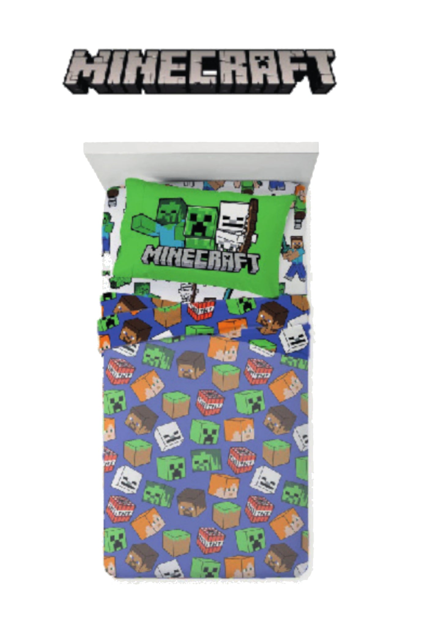 Completo Letto Singolo MINECRAFT 1 Piazza Set Letto Lenzuola Cotone 100%