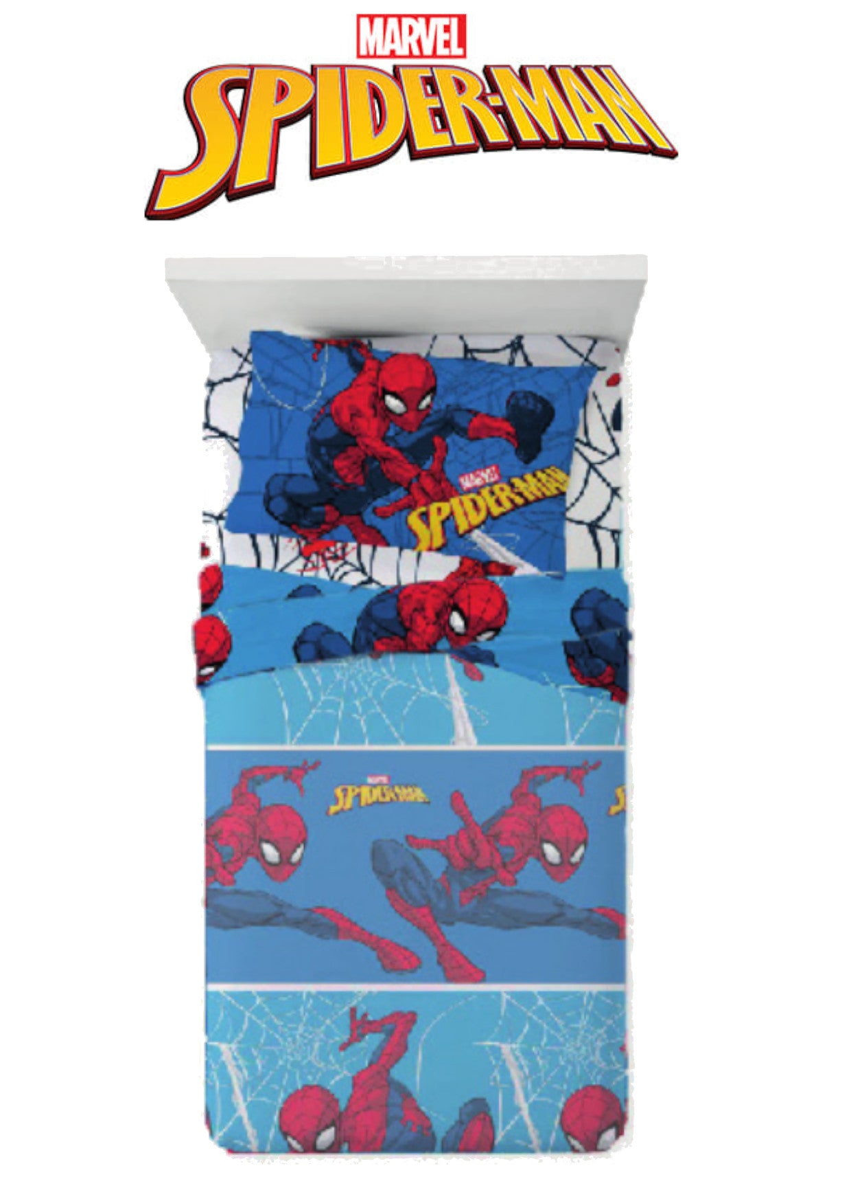 Completo Letto Singolo SPIDER-MAN 1 Piazza Set Letto Lenzuola Cotone 100%