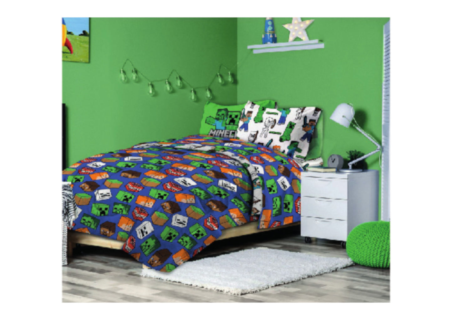 Completo Letto Singolo MINECRAFT 1 Piazza Set Letto Lenzuola Cotone 100%