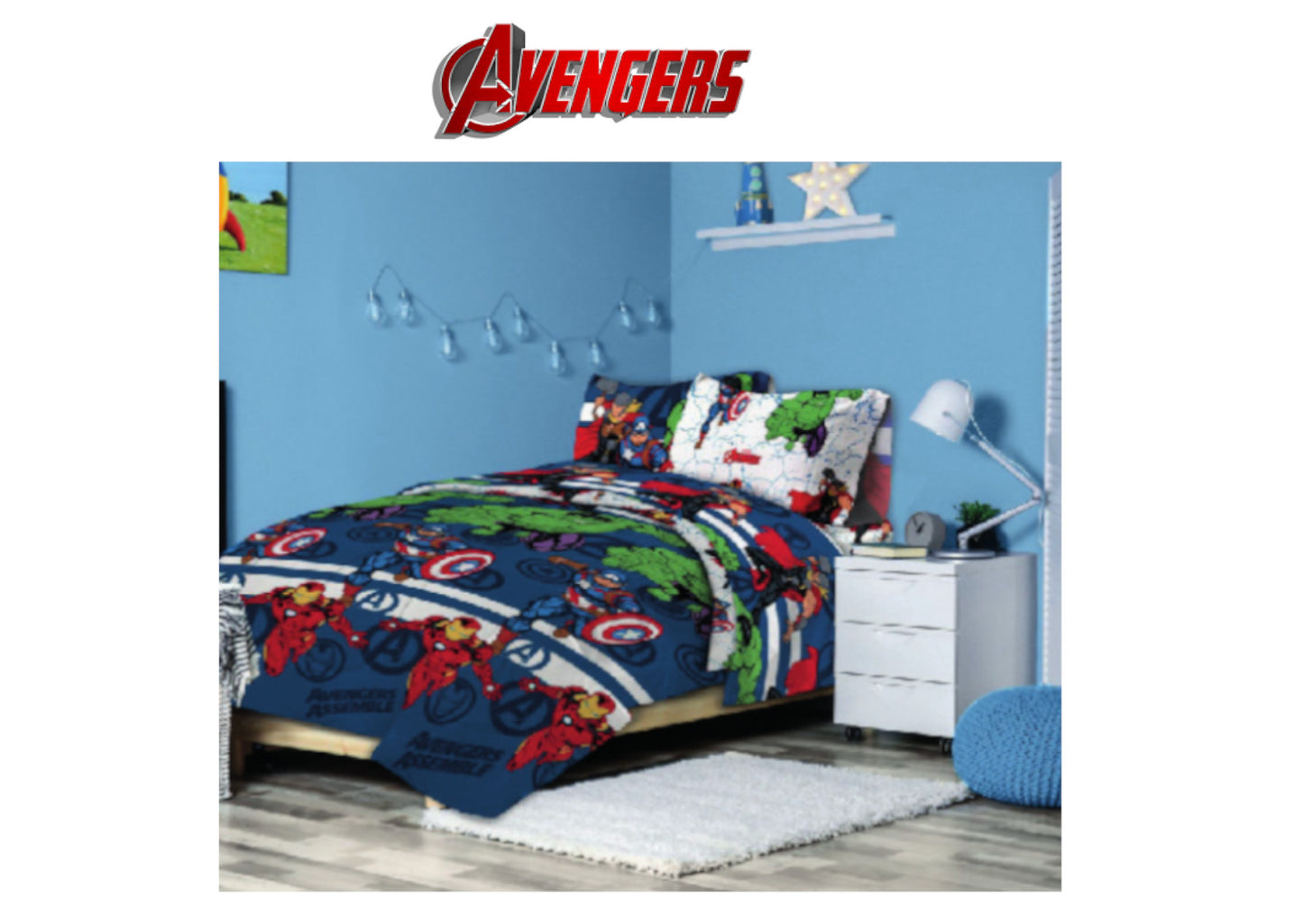 Completo Letto Singolo AVENGERS 1 Piazza Set Letto Lenzuola Cotone 100%
