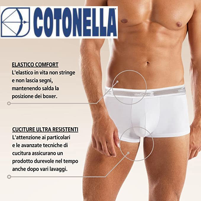 COTONELLA Boxer Uomo art. 2384 Cotone Elasticizzato Set 2 Pezzi