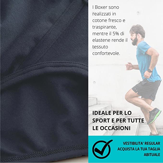COTONELLA Boxer Uomo art. 2384 Cotone Elasticizzato Set 2 Pezzi